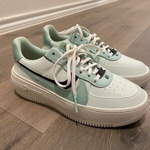 Nike Air Force 1 Mint and White Sneakers